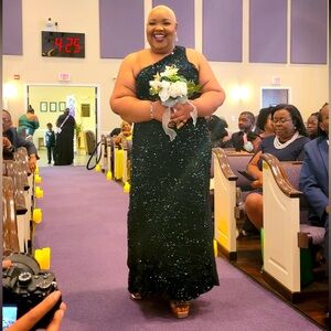 Emerald Green Sequin Gown